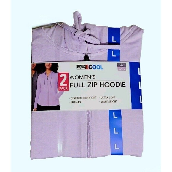 2-pk 32 Degrees Lightweight Full Zip UPF Lightweight Stretch Hoodie Purple Gray - Picture 4 of 6
